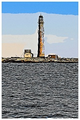 Boon Island Light Tower as Sun Sets in Maine - Digital Painting